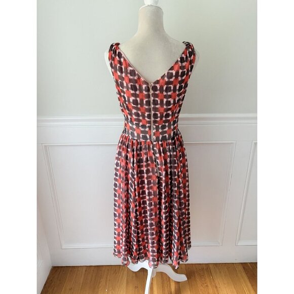 Kate Spade Silk Geometric Print Surplice Fit & Flare Dress 6 - Picture 4 of 6